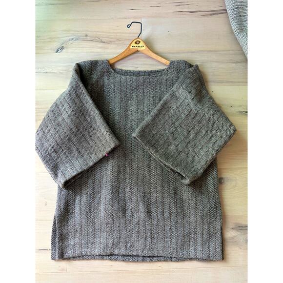 Handmade Wool Pullover Top Beachy Minimalist Hippie Boho Unisec Style Size L - Picture 11 of 11